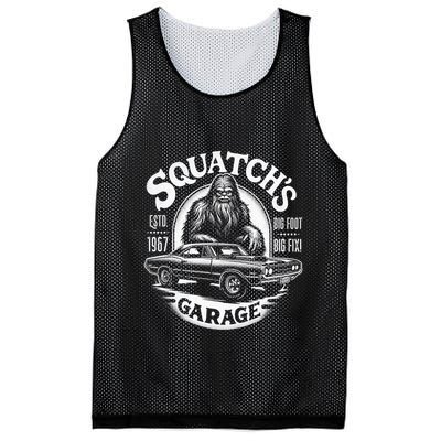 SquatchS Garage Retro – Sasquatch Bigfoot Funny Car Mesh Reversible Basketball Jersey Tank