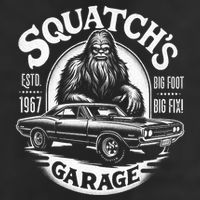 SquatchS Garage Retro – Sasquatch Bigfoot Funny Car Large Microfiber Waffle Golf Towel