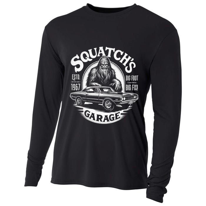 SquatchS Garage Retro – Sasquatch Bigfoot Funny Car Cooling Performance Long Sleeve Crew