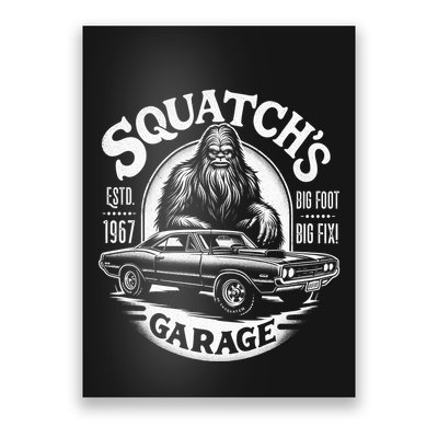 SquatchS Garage Retro – Sasquatch Bigfoot Funny Car Poster