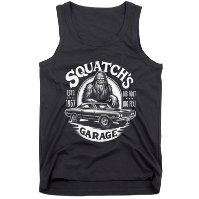 SquatchS Garage Retro – Sasquatch Bigfoot Funny Car Tank Top