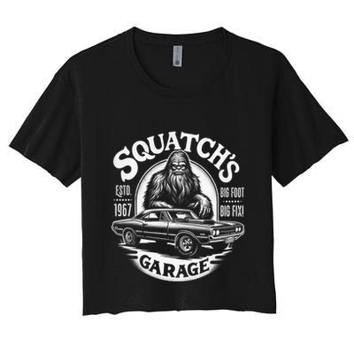 SquatchS Garage Retro – Sasquatch Bigfoot Funny Car Crop Top