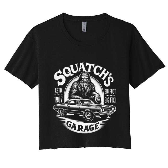 SquatchS Garage Retro – Sasquatch Bigfoot Funny Car Crop Top