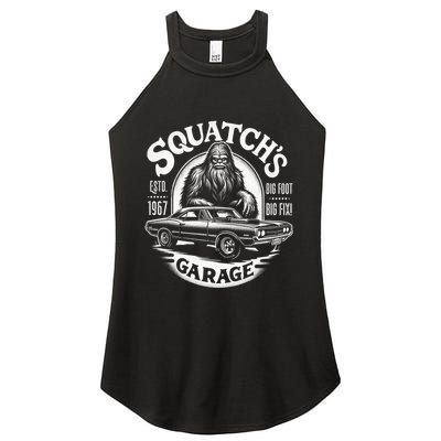 SquatchS Garage Retro – Sasquatch Bigfoot Funny Car Women's Perfect Tri Rocker Tank