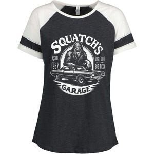 SquatchS Garage Retro – Sasquatch Bigfoot Funny Car Enza Ladies Jersey Colorblock Tee