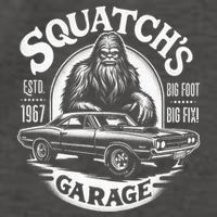 SquatchS Garage Retro – Sasquatch Bigfoot Funny Car Vector Backpack