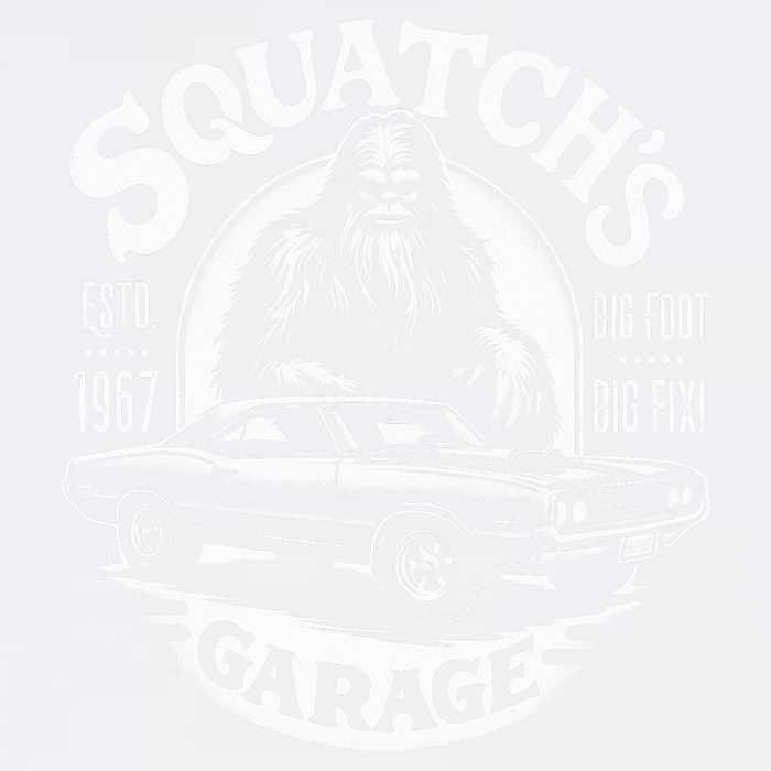 SquatchS Garage Retro – Sasquatch Bigfoot Funny Car Garment-Dyed Sweatshirt