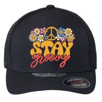 Stay Groovy Retro 70s 80s Floral Graphic Mama Smile Flexfit Unipanel Trucker Cap