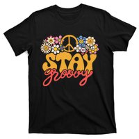 Stay Groovy Retro 70s 80s Floral Graphic Mama Smile T-Shirt