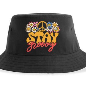 Stay Groovy Retro 70s 80s Floral Graphic Mama Smile Sustainable Bucket Hat