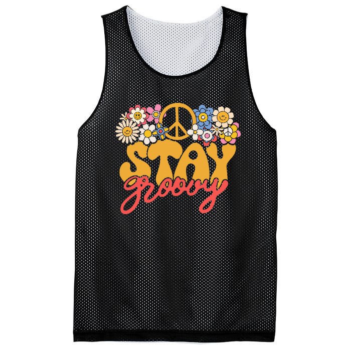 Stay Groovy Retro 70s 80s Floral Graphic Mama Smile Mesh Reversible Basketball Jersey Tank