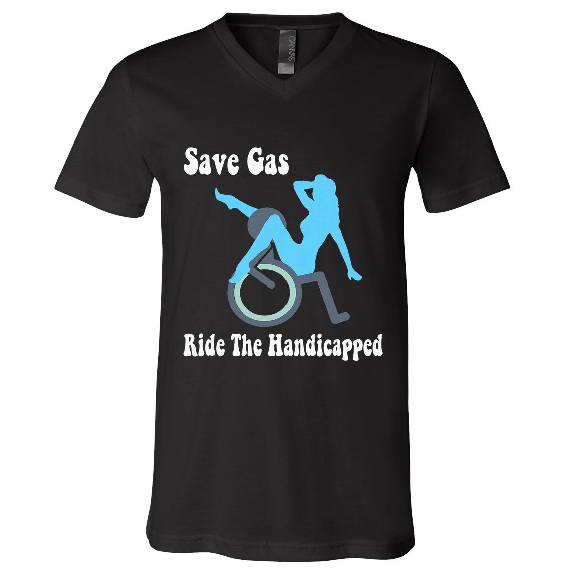 Save Gas Ride The Handicapped Funny Wheelchair V-Neck T-Shirt