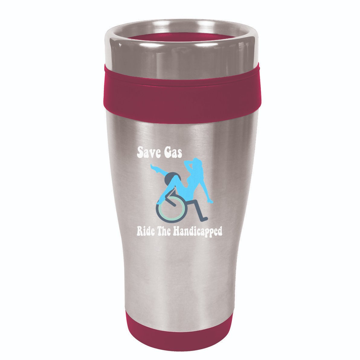 Save Gas Ride The Handicapped Funny Wheelchair 16oz Travel Tumbler