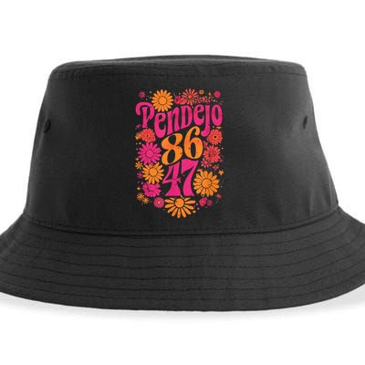 Subtle Groovy Retro Pendejo Floral Antitrump 8647 Protest Sustainable Bucket Hat