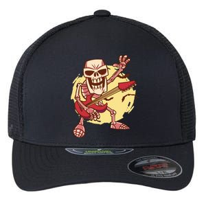 Skeleton Guitar Rock Flexfit Unipanel Trucker Cap