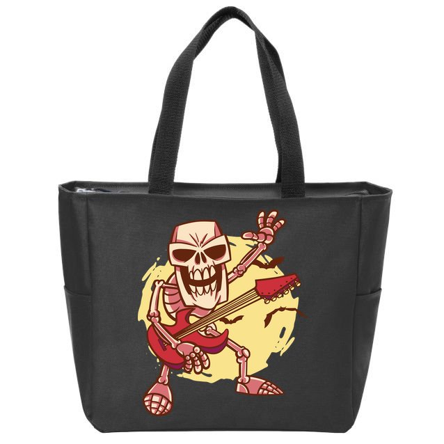 Skeleton Guitar Rock Zip Tote Bag