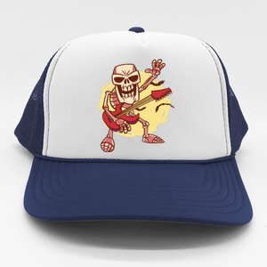 Skeleton Guitar Rock Trucker Hat