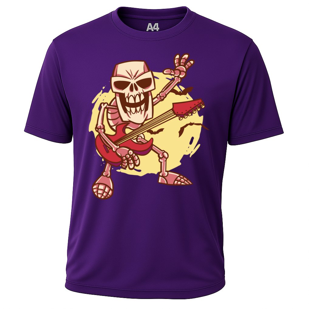 Skeleton Guitar Rock Cooling Performance Crew T-Shirt