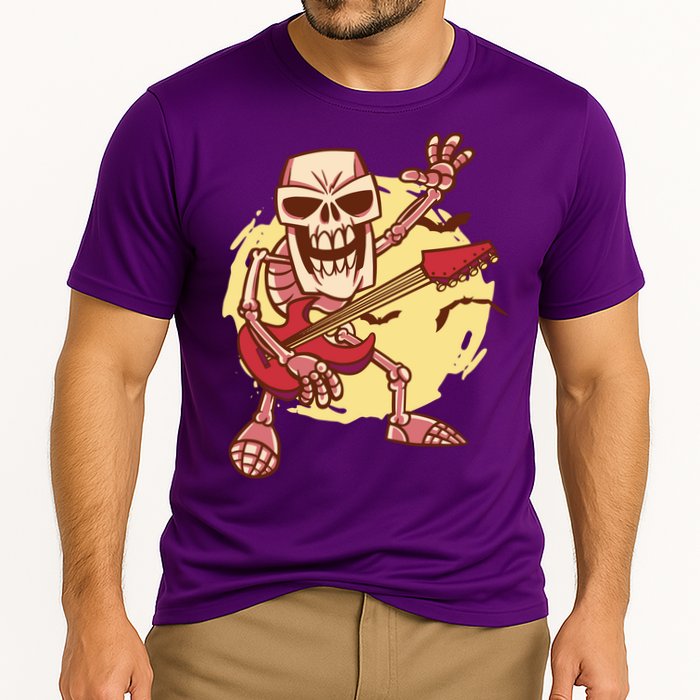 Skeleton Guitar Rock Cooling Performance Crew T-Shirt