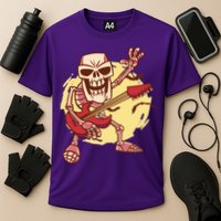 Skeleton Guitar Rock Cooling Performance Crew T-Shirt