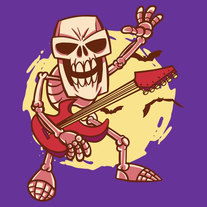 Skeleton Guitar Rock Cooling Performance Crew T-Shirt