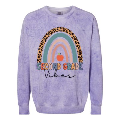 Second Grade Rainbow Leopard Teacher 2Nd Grade Vibes Gift Colorblast Crewneck Sweatshirt