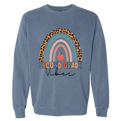 Second Grade Rainbow Leopard Teacher 2Nd Grade Vibes Gift Garment-Dyed Sweatshirt