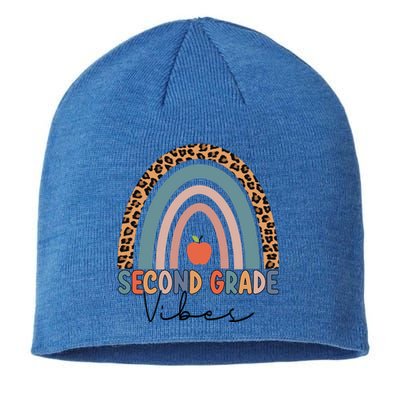 Second Grade Rainbow Leopard Teacher 2Nd Grade Vibes Gift Sustainable Beanie