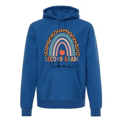 Second Grade Rainbow Leopard Teacher 2Nd Grade Vibes Gift Premium Hoodie