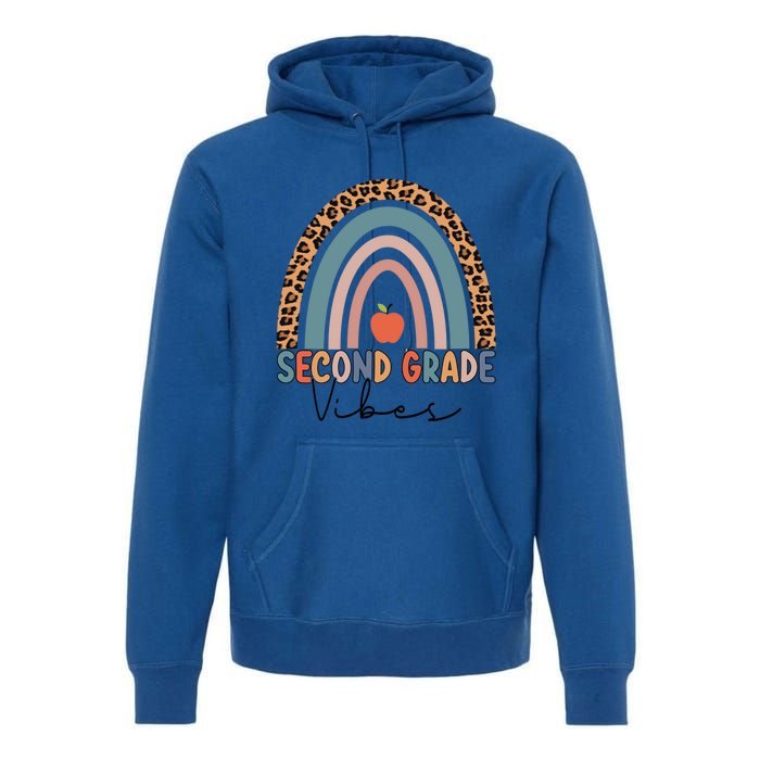 Second Grade Rainbow Leopard Teacher 2Nd Grade Vibes Gift Premium Hoodie