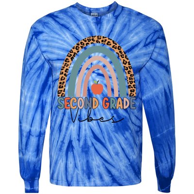 Second Grade Rainbow Leopard Teacher 2Nd Grade Vibes Gift Tie-Dye Long Sleeve Shirt