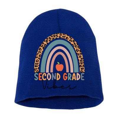 Second Grade Rainbow Leopard Teacher 2Nd Grade Vibes Gift Short Acrylic Beanie