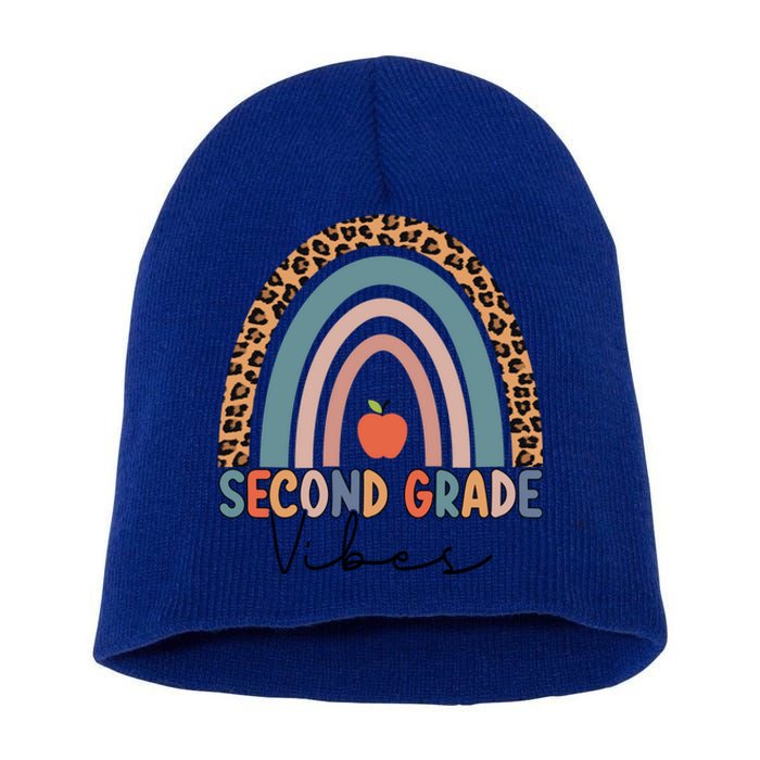 Second Grade Rainbow Leopard Teacher 2Nd Grade Vibes Gift Short Acrylic Beanie