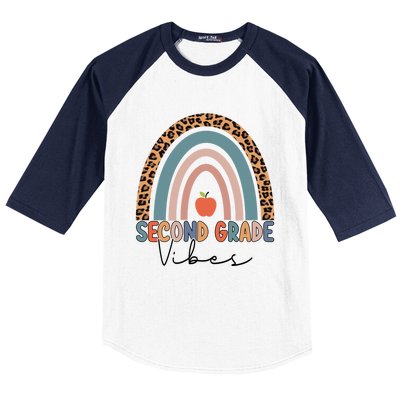 Second Grade Rainbow Leopard Teacher 2Nd Grade Vibes Gift Baseball Sleeve Shirt