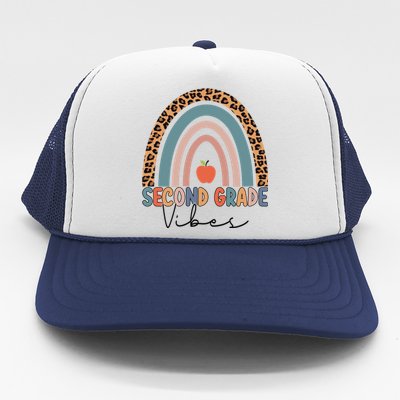 Second Grade Rainbow Leopard Teacher 2Nd Grade Vibes Gift Trucker Hat