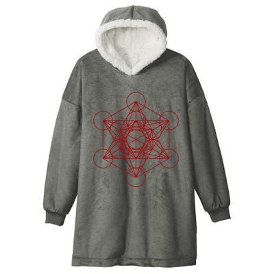 Sacred Geometry Red And Black Geometric Design Gothic Goth Hooded Wearable Blanket