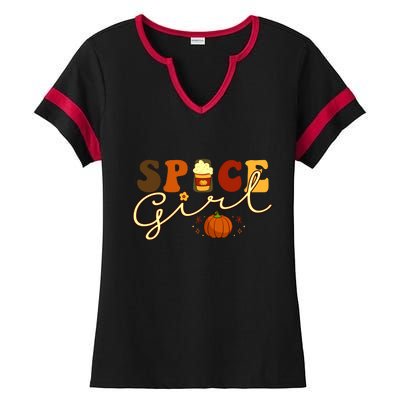 Spice Girl Retro Thankful Gift For Thanksgiving Ladies Halftime Notch Neck Tee