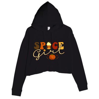 Spice Girl Retro Thankful Gift For Thanksgiving Crop Fleece Hoodie