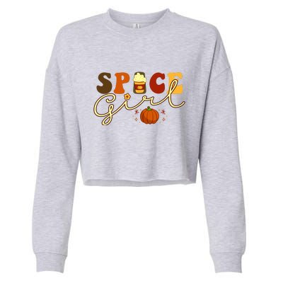 Spice Girl Retro Thankful Gift For Thanksgiving Cropped Pullover Crew