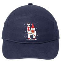 Santa Gnomes Riding Llama Reindeer Christmas Lights 7-Panel Snapback Hat