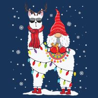 Santa Gnomes Riding Llama Reindeer Christmas Lights 7-Panel Snapback Hat