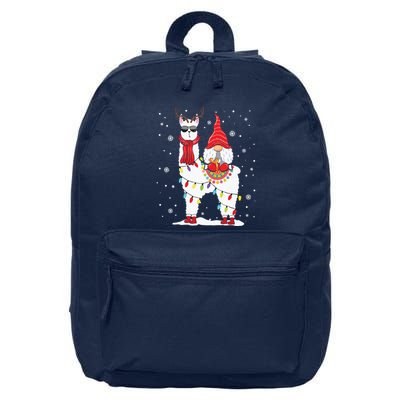 Santa Gnomes Riding Llama Reindeer Christmas Lights 16 in Basic Backpack