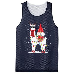 Santa Gnomes Riding Llama Reindeer Christmas Lights Mesh Reversible Basketball Jersey Tank