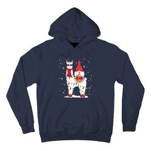 Santa Gnomes Riding Llama Reindeer Christmas Lights Tall Hoodie