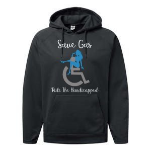 SAVE GAS RIDE THE Handicapped Performance Fleece Hoodie