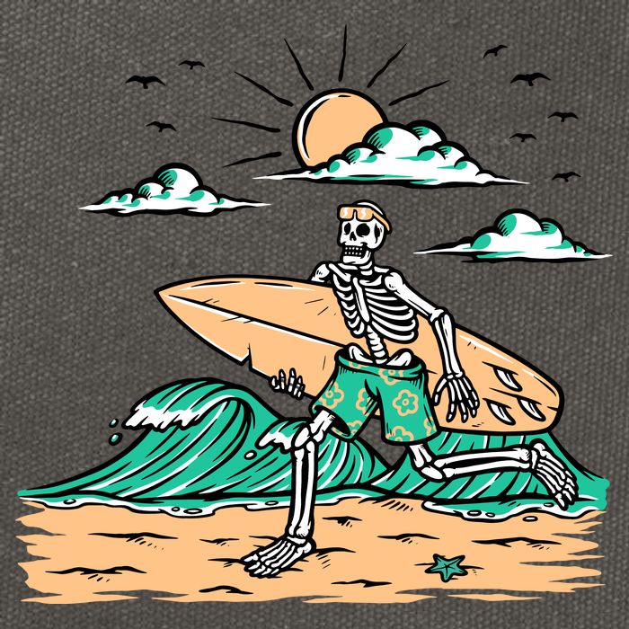 Surfing Get Ready To Surf Funny Skeleton Holiday Gift Cotton Canvas Backpack
