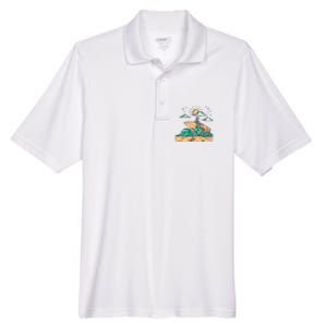 Surfing Get Ready To Surf Funny Skeleton Holiday Gift Men's Origin Performance Pique Polo