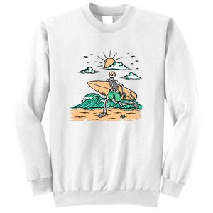 Surfing Get Ready To Surf Funny Skeleton Holiday Gift Sweatshirt