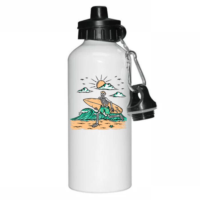 Surfing Get Ready To Surf Funny Skeleton Holiday Gift Aluminum Water Bottle