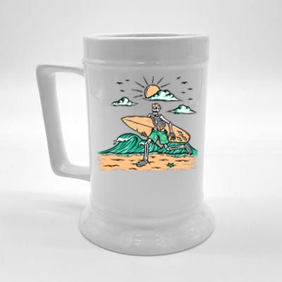 Surfing Get Ready To Surf Funny Skeleton Holiday Gift Beer Stein